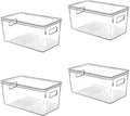Clear Plastic Storage Bins with Lids, Perfect for Kitchen Organization or Pantry Organization and Storage, Stackable Fridge Organizer Bins, Storage Containers for Organizing, Cabinet Organizers