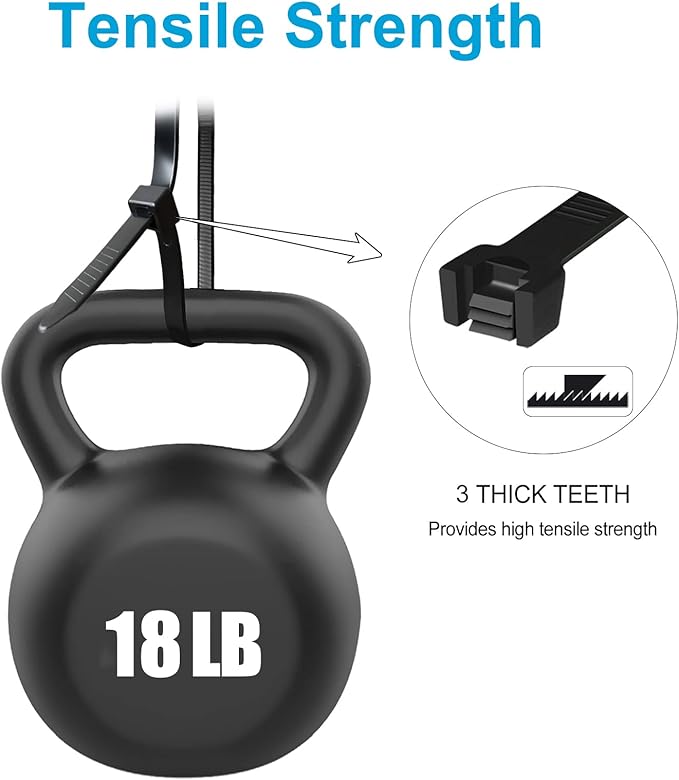 Zip Ties 4 inch (200 Pack), Small Zip Ties with 18 lb Tensile Strength, Black, by Tantti Supply | 18 lb Tensile Strength, Small