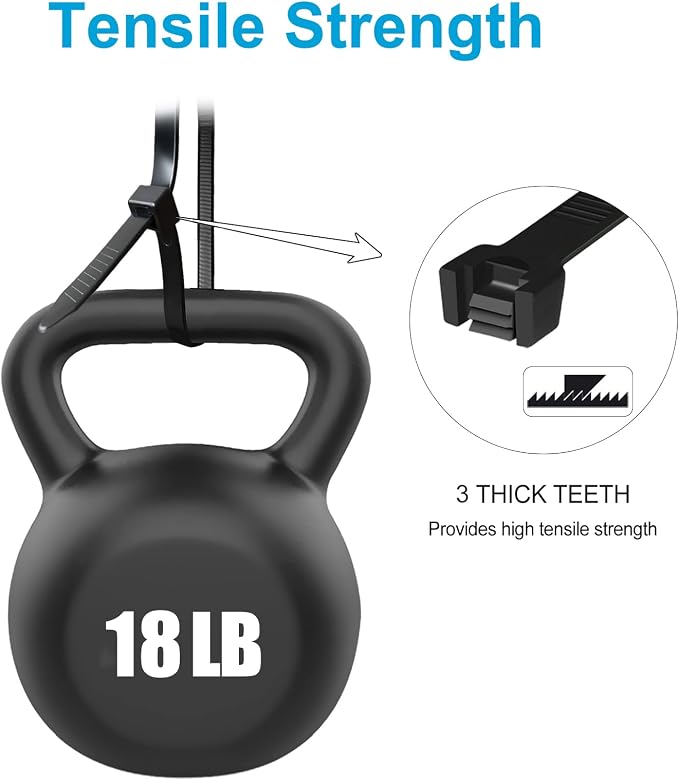 Zip Ties 4 inch, Small Zip Ties with 18 lb Tensile Strength, Black, 1000 Pack, by Tantti Supply