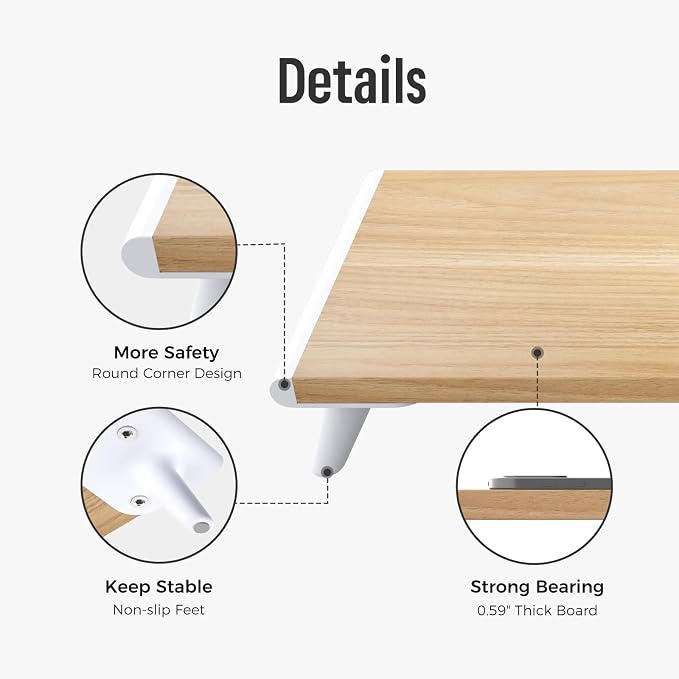 loukin Monitor Stand Riser for Desk, 22.4" × 8.2" Computer Stand, Wood | Supports 22 lb, No Installation Required, Water-Resistant Surface, Fits Laptops and Printers, Ergonomic Design