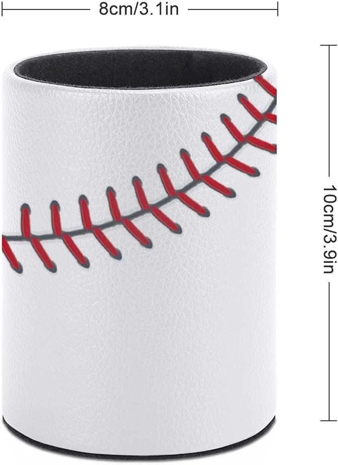 Ball Lace Baseball Pen Holder Pencil Cup for Desk Organizer | Cute Makeup Brush Holder PU Multifunctional Office Suppliesfor Decor Home Classroom School