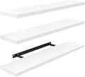 AMADA HOMEFURNISHING 23.6" L Floating Shelves, Wall Shelves Set of 3 for Bathroom/Living Room/Bedroom/Kitchen, White Floating Shelves for Wall Decor with Invisible Brackets - AMFS44W