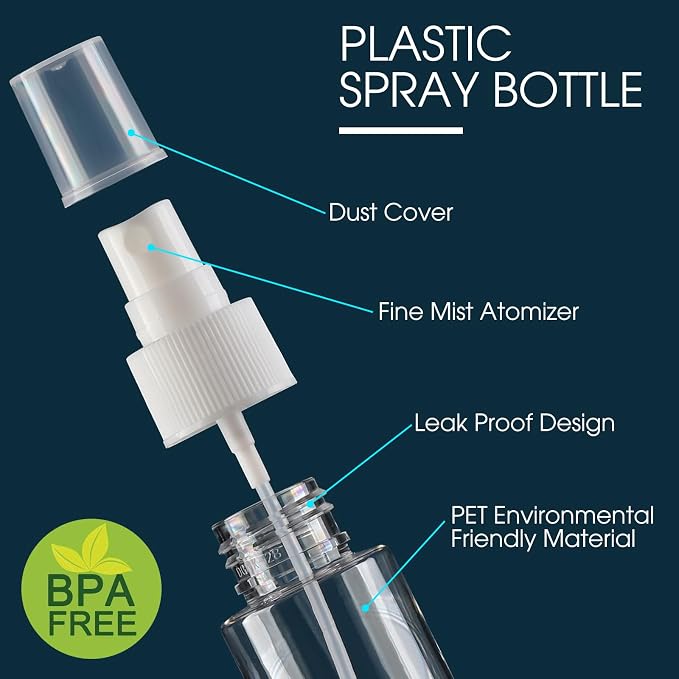 6 Pack Small Spray Bottles Travel Size 2.7oz - Fine Mist Mini Empty Sprayer | Refillable Plastic Spray Bottles, TSA Approved Travel Bottle Set - Leak Proof - for Hair, Face Toner, Plants, Cleaning