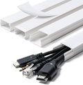 58in Cord Hider, Cable Hider, Cord Covers for Wires on Wall, Paintable Cable Cover Raceway, Wire Hiders for TV on Wall, Cord Concealer, Cord Cable Management, 4X L14.5 W0.96 H0.58in, White