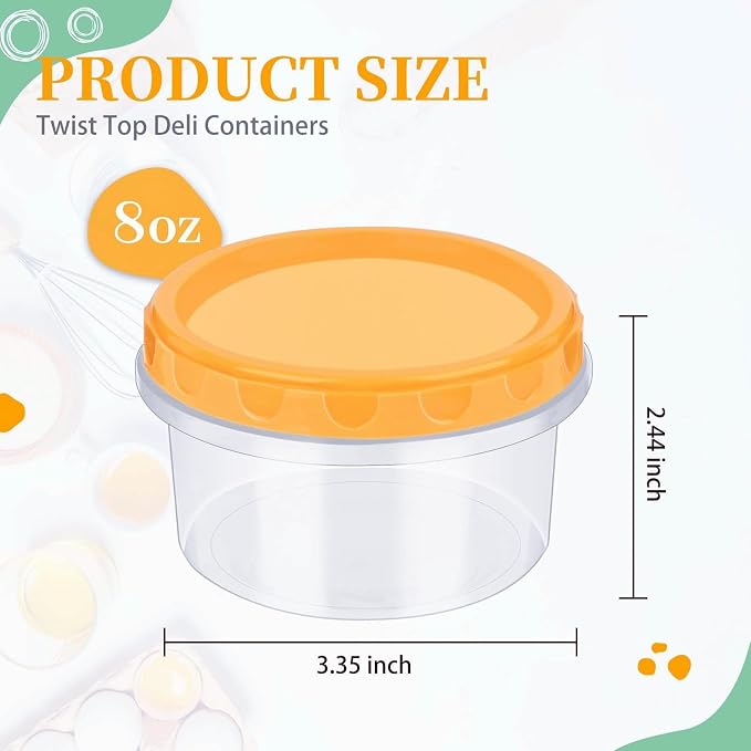 TOFLEN 8 oz Small Plastic Freezer Containers, 6 Pcs, Multicolor | Reusable Food Storage Containers with Twist Lids, BPA-free, Leakproof & Airtight, Freezer Safe, Dishwasher Safe