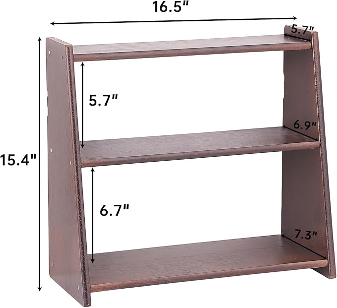 100% Solid Wood Coffee Station Organizer, Countertop Organizer | 3 Tier Spice Rack, Kitchen & Bathroom Counter Organizer, Water Proof Rustic Display Shelf for Mug, Makeup, Trinket, perfume