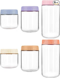 Overnight Oats Containers with Lids, 10 & 16 & 24 oz Wide Mouth Mason Jars with Lids, 6 Pack Glass Jars with Airtight lid for Chia Pudding Yogurt Salad, Meal Prer Oatmeal Jars