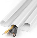 ZhiYo 42.5in Cord Hider for 2-4 Wall-Mounted TV Wires, 1.4"W x 0.7"H, White | Split-Hinge Design for Easy Installation, Half-Round Glazed Finish Ideal for Wall/Baseboard, Self-Adhesive, 3Pack(14.2" Each)