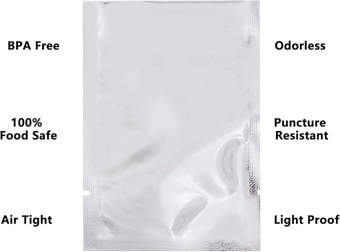 Heat Sealable Mylar Food Storage Bag,ULIFESTAR 5.5Mil Thicker Food Storage Pouches Oxygen Absorbers Vacuum Seal Airtight Packaging for Coffee Beans, Tea, Grains, etc(18 * 26cm/7.09 * 10.24'')