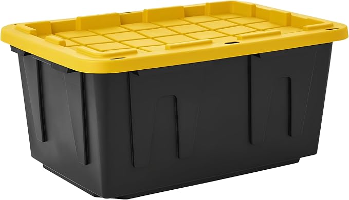 8 Pack 27 Gallon Heavy Duty Storage Totes with Lids, Stackable Plastic Storage Containers, Industrial Organizer Containers for Garage, Basement, Closet, Moving, Camping & Outdoor Storage
