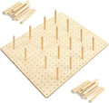 3 Pcs Wood Pegboard Drawer Organizer(Natural Wood,21 x 5.91 Inch,Pine) | with 32 Pegs, Wooden Peg Board Drawer Shelf Organizer, Adjustable, Kitchen Dishes Plate Pot Container Cookware Utensil