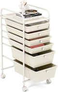 GOFLAME 6-Drawer Rolling Storage Cart, Multifunctional Art Supply Organizer Cart, Mobile Utility Storage Cart with Removable Drawers & Lockable Wheels, Craft Cart for Home Office, White