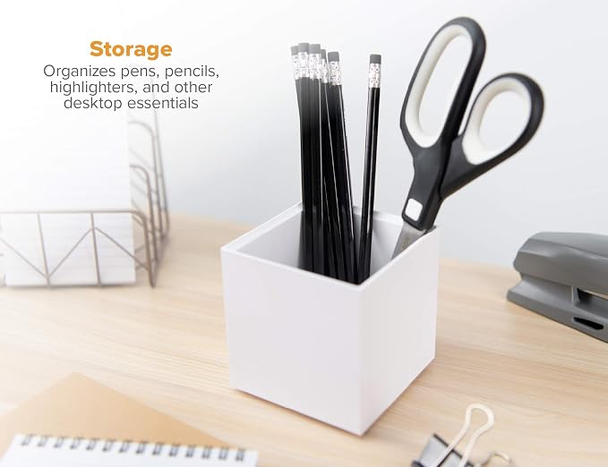 Bostitch Office Konnect Pencil Cup Desk Organizer, Pen Cup, White