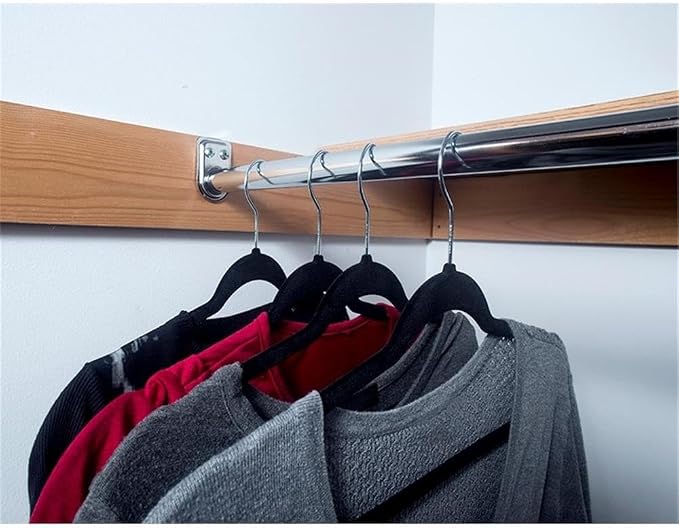 Pemberly Row Adjustable Steel Closet Rod, 48-72 in, Polished Chrome Finish, Includes Mounting Hardware, Ideal for Storage and Organization in Standard Closets