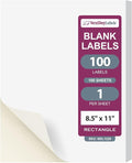 NextDayLabels 8.5x11 Full Sheet Stickers White Blank Labels for Laser Inkjet Printer - 1 Per Page Self-Adhesive Shipping Product Packaging Made in USA - 100 Labels