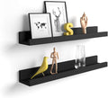Mobili Fiver, Set of 2 First Picture Shelves, 31.49 in, Ashwood Black, 31.5 "x5.1 x3.1, Melamine-Finished, Wall Mounted Shelves for Bedroom, Entrance, Living Room, Office, Italian Furniture