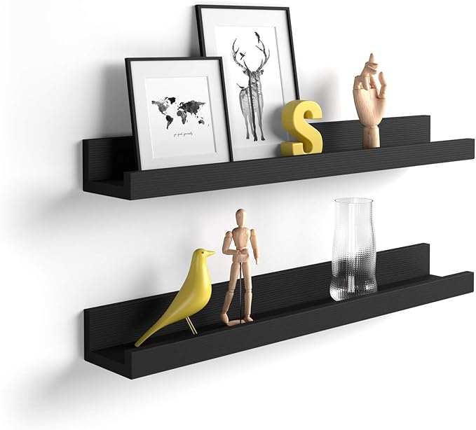 Mobili Fiver, Set of 2 First Picture Shelves, 23.62 in, Ashwood Black, Made in Italy
