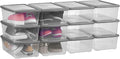Clear Shoe Boxes Plastic Storage Bins with Lid,Lidded Shoe Boxes | Close,Stackable,Widely Used,See Through,Easy to Clean,Durable,Clear,Handle