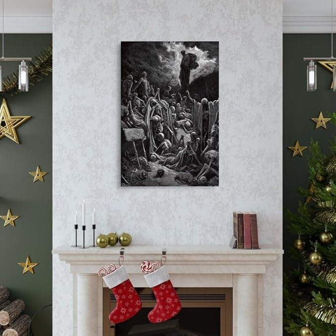Gustave Dore The Vision Of The Valley Of Dry Bones Prints Wall Art Paintings Poster Artworks Picture Print Wall Art Painting Canvas Gift Decor Homes Decorative 20x30inch(50x75cm)