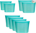 8-Pack Reusable Silicone Food Storage Bags, 100% Silicone Stand-Up Wide-Open Zip-Lock Reusable Storage Bags for Food, Freezer Microwave Oven Dishwasher Safe, Aqua, 4M 2S 2XS