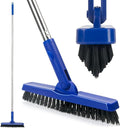 CELOX Grout Brush with Long Handle V-Shape Grout Line Scrubber with Stiff Bristle for Deep Cleaning Tile Grout, Blue