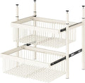 Expandable Cabinet Pull Out Basket,1-3 Tier Stackable Shelf Baskets Organizer,Carbon Steel Stackable Storage Bins,for Office Bathroom Bedroom(2 tier)