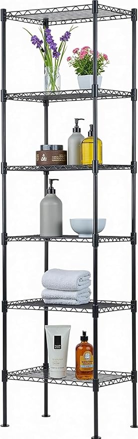 Meet perfect 6-Tier Wire Shelving Unit, 600 lbs Capacity Heavy Duty Metal Storage Rack, Adjustable Height Standing Shelf Organizer for Kitchen, Pantry, Garage, 63.6" H x 16.7" W x 11.8" D