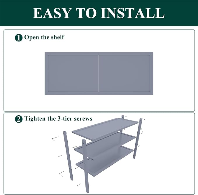 Smiry Bamboo Shoe Rack, 3 Tier Shoe Organizer for Entryway & Closet, Stackable Free Standing Storage Shelf for Shoes, Bags & Plants, Grey