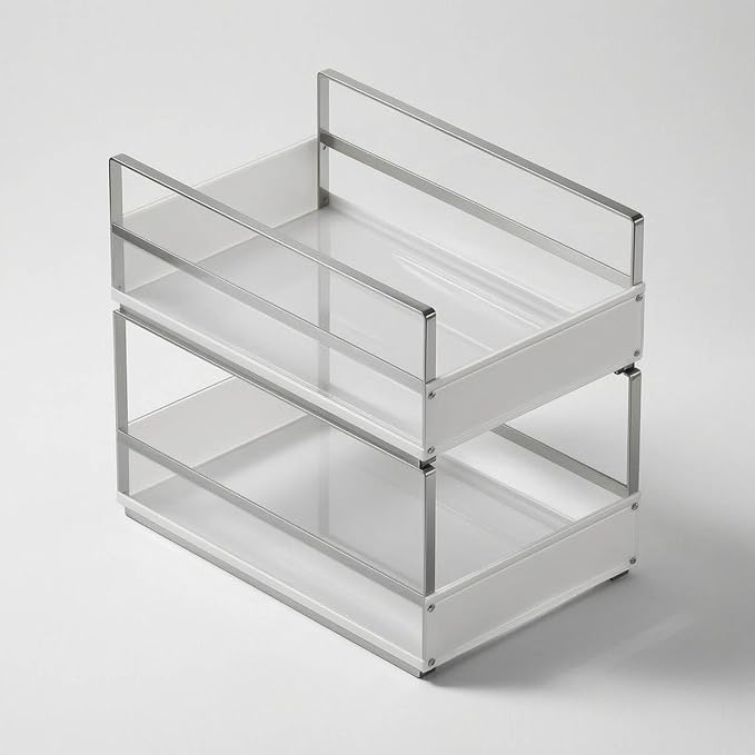 Pull out Cabinet Organizer No-Installation Cabinet Drawer Basket Heavy Duty, Small White Pull-out Basket