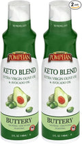 Pompeian Keto Extra Virgin Olive Oil & 100% Avocado Oil Cooking Spray, Buttery Flavor, Perfect for Sauteing, Stir-Frying, and Roasting, Naturally Gluten Free, Non-Allergenic, Non-GMO, No Propellants, 5 FL. OZ., Single Bottle
