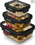 Plateful Glass Vacuum Seal Containers For Food Storage (3-pack) - Reusable Sealed Vacuum Container, Borosilicate Glass to Keep Food Fresh Longer, Works For Meal Prep