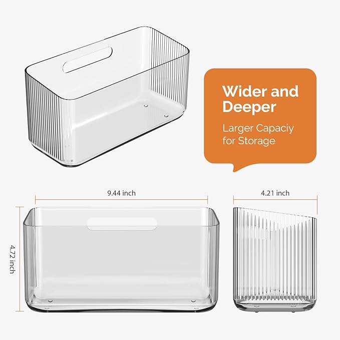 MaraFansie 4 Pack Over Cabinet Organizer Storage Lid Organizer Caddy Space Saver No Drilling Adhesive Hook Over Door Organizer, Transparent