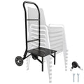 VEVOR Folding Chair Rack, 150 LBS Capacity, Heavy-Duty Chair Cart for Stacking 10 Chairs, Multi-Function Metal Chair Storage Dolly with Rubber Wheels, Push-Style Chair Holder, Matte Black