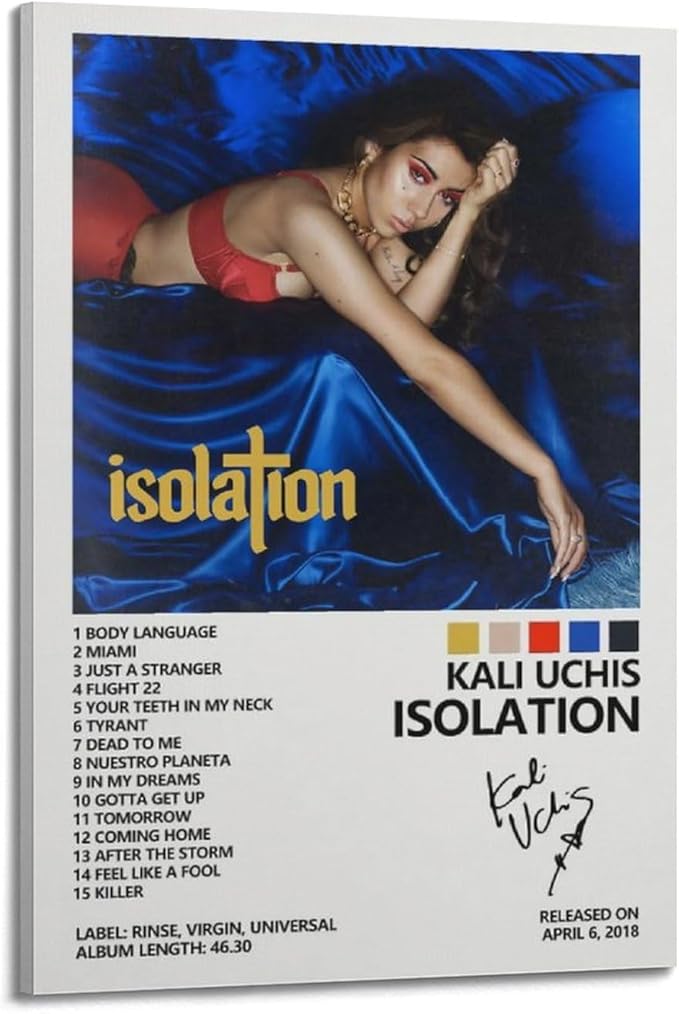 Kali Uchis Poster Indie Music Album Cover Art Wall Canvas Picture Suitable for Modern Office Bedroom Living Room Room Decor Gift 08x12inch(20x30cm) Frame-style