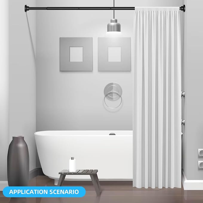 AIZESI Spring Tension Curtain Rod 29-63 Inch Black Stainless Steel Telescoping Rod No Drill for Window or Shower