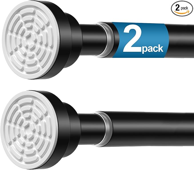 2Pack Tension Curtain Rod 31 to 75 Inch Spring Tension Rods for Windows Black Adjustable Curtain Rod No Drilling Expandable Pressure Curtain Rod Shower Rods for Closets,Bathroom,Kitchen,Doorway