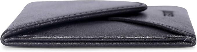 HISCOW Envelope Business Card Case with Magnet Closure - Italian Calfskin, Black