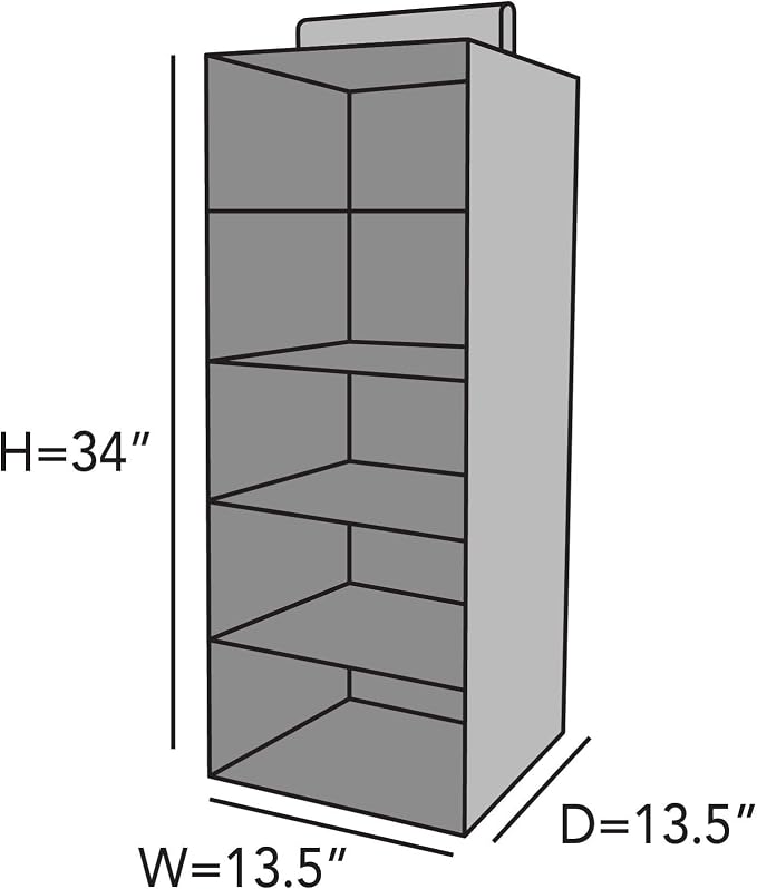 Covermates Keepsakes Hanging Closet Organizer – Heavy Duty Vertical Wardrobe Storage Shelves for Sweaters, Handbags, and Shoes – Acid-Free Interior Lining, Red Heather