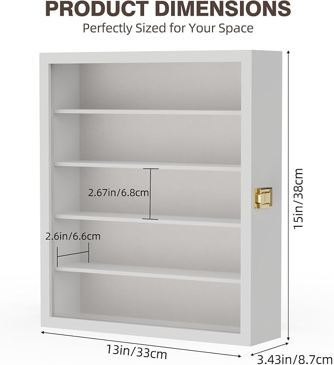 TJ.MOREE Sunglass Organizer Wall Mounted Glasses Holder Display Case 5 Tier | 13 x 15 inches Wooden Storage Box for Multiple Pairs Eyeglasses Sports Sunglasses