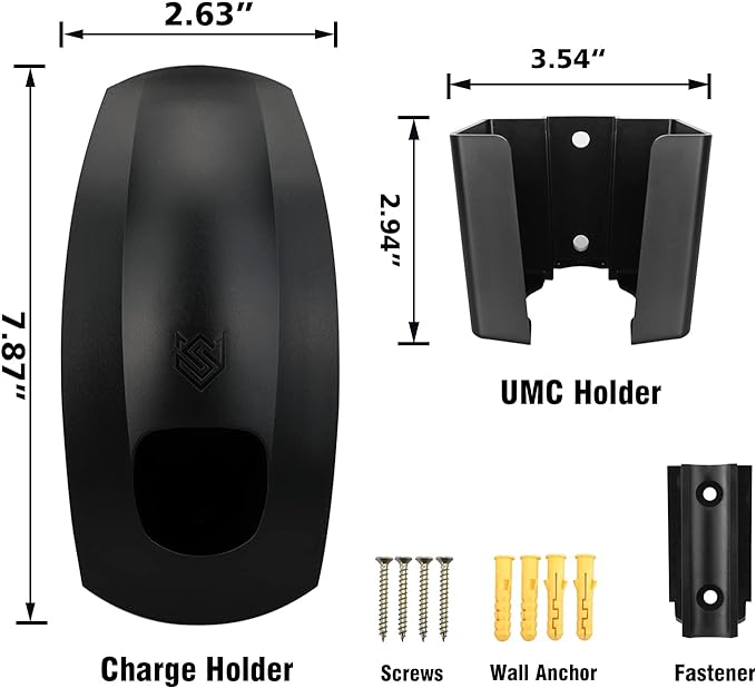 SEVEN SPARTA Charging Cable Holder Wall Mount for Tesla Charger, Black | with UMC Holder, Cable Organizer for Save Garage Space, For Tesla Model 3 Y X S Cybertruck Mobile & Wall Connector