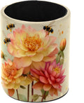 Leather Pen Holder for Desk, Watercolor Floral Pencil Cup Pen Organizer Makeup Brush Holder for Office Home Kids Countertop Desk Accessory Storage