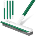 SetSail Floor Scrub Brush, Scrub Brush with Long Adjustable Handle 2 in 1 Scraper Brush Stiff Bristle Floor Scrubber for Cleaning Bathroom Shower Kitchen Garage Deck Tile Tub, White Green