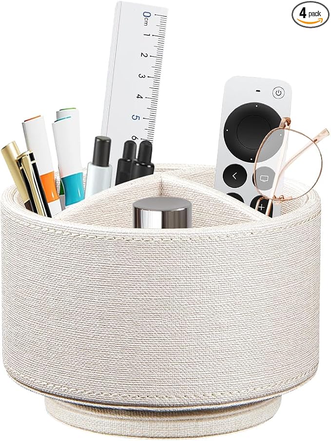 BIBELUN TV Remote Control Holder 360 Swivel Pen Holder Art Supply Organizer | Nightstand Organizer Caddy, Desk Accessories for Media Controllers Office Supplies, Living Room Bedside Table Decorations