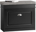 Haotian Black Hallway Shoe Bench, Narrow Shoe Rack Entryway, Small Shoe Cabinet with Flip-Drawer and Seat Cushion, FSR82-K-SCH