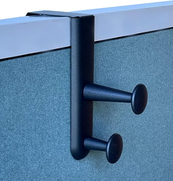 Tetra-Teknica CWH03 Cubicle Wall Hanger with Double Posts, 2.5"-3" Panels | Over-the-panel, Double Posts, 2 1/2" - 3" Panels, Black