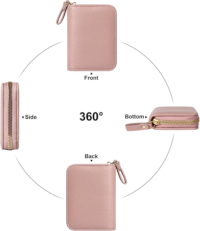 Credit Card Wallet, RFID Card Case Wallet, Zipper Card Cases Holder for Men Women, RFID Blocking, KeyChain Wallet, Compact Size Card Organizer Case for Women