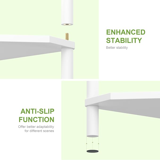 Wisuce White Small Corner Shelf Stand, 3-Tier Bamboo Corner Bookshelf | Space-Saving Narrow Corner Shelf | Bathroom Corner Shelf | Shelves for Bedroom, Living Room, Kitchen & Plant Display