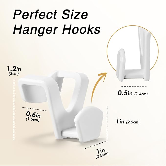 HOUSE DAY Space Saving Hanger Hooks 60 Pack, White Clothes Hanger Connector Hooks, Heavy Duty Hangers Hook Space Saver, Sturdy Hanger Connector Hook, Premium Cascading Hangers for Closet