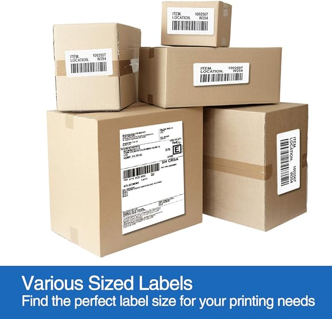 L LIKED 500 Sheets Matte Sticker Paper Full-Sheet 8-1/2" x 11" Self Adhesive Shipping Labels for Laser & Inkjet Printers, White (500 Labels)