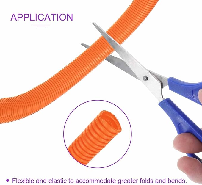 DMiotech 10ft Wire Loom Split Tubing 3/8 Inch(9.5mm) ID, Cord Protectors from Pet Flexible Conduit Cable Management for Office Home Garden, Orange